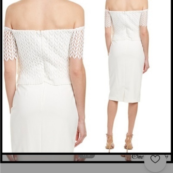 Kay Unger New York Ivory Off the Shoulder Dress Size 4 - Picture 6 of 10